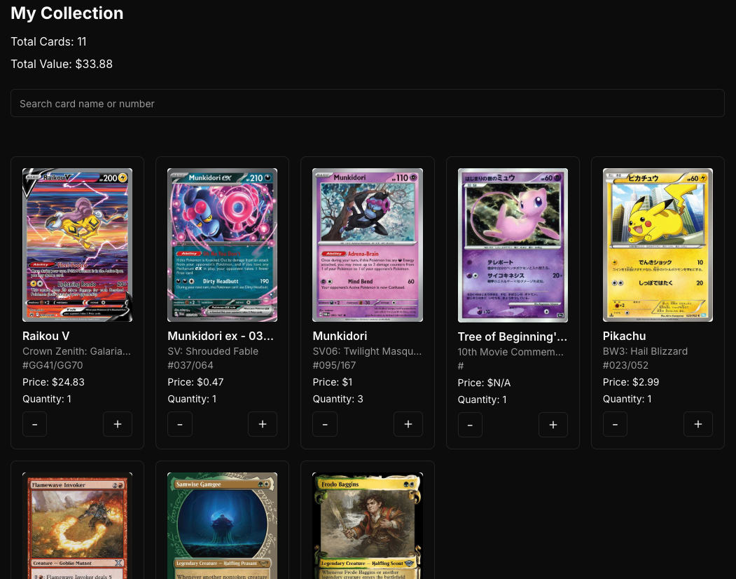 TCG Automate Collection Tracker